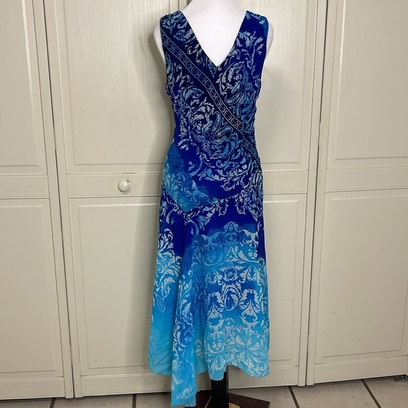 Rabbit Designs Women’s Blue Paisley Midi Asymmetrical Slip Sundress Size 10 - Picture 5 of 12